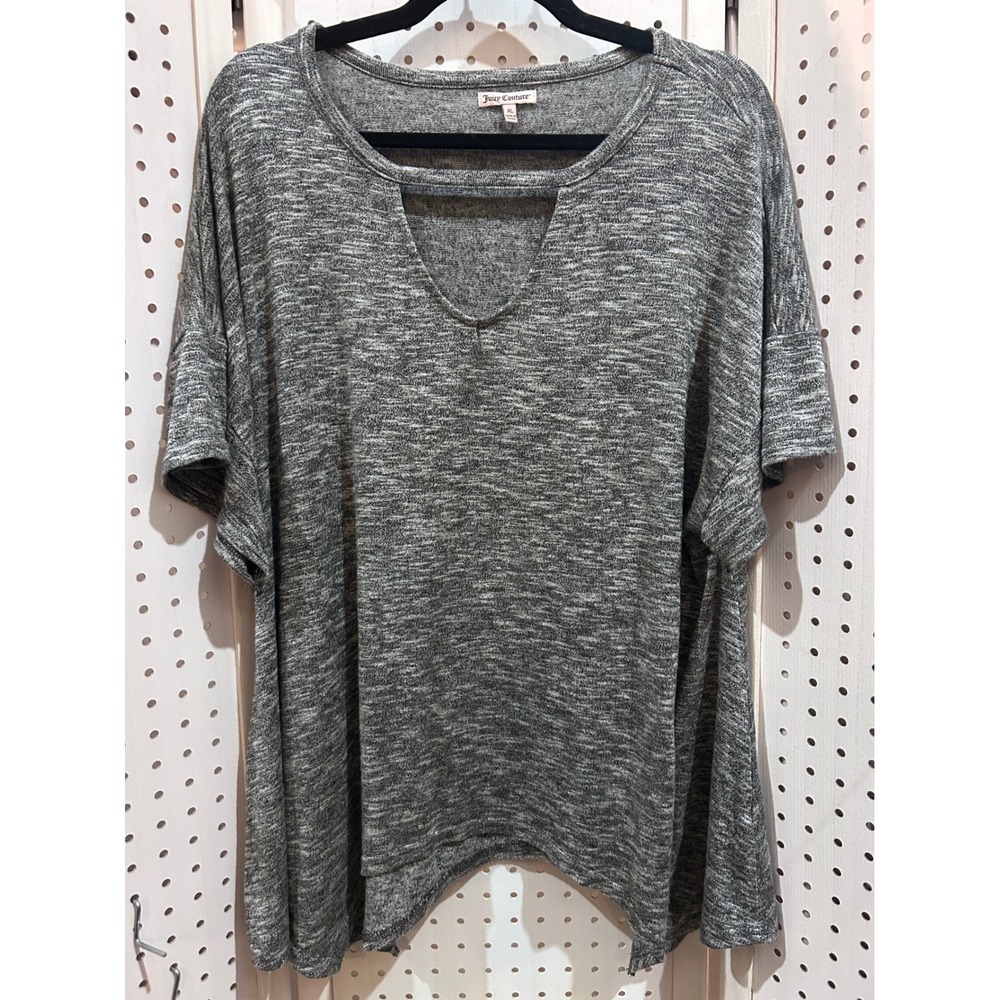 Juicy Couture Gray Heathered V Neck Dolman Sleeve Tunic Top‎ XL